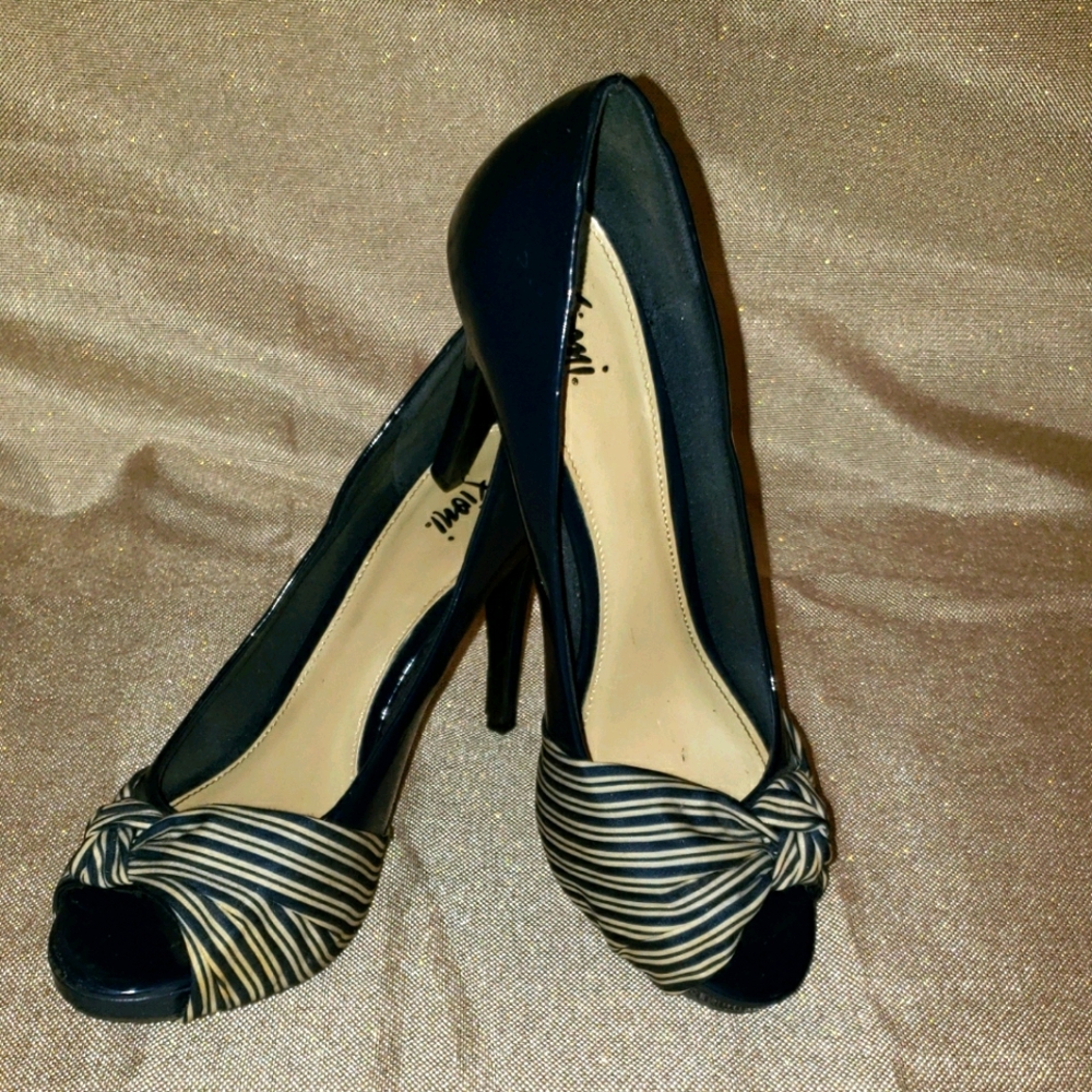 EUC Navy Blue Open Toe Heels